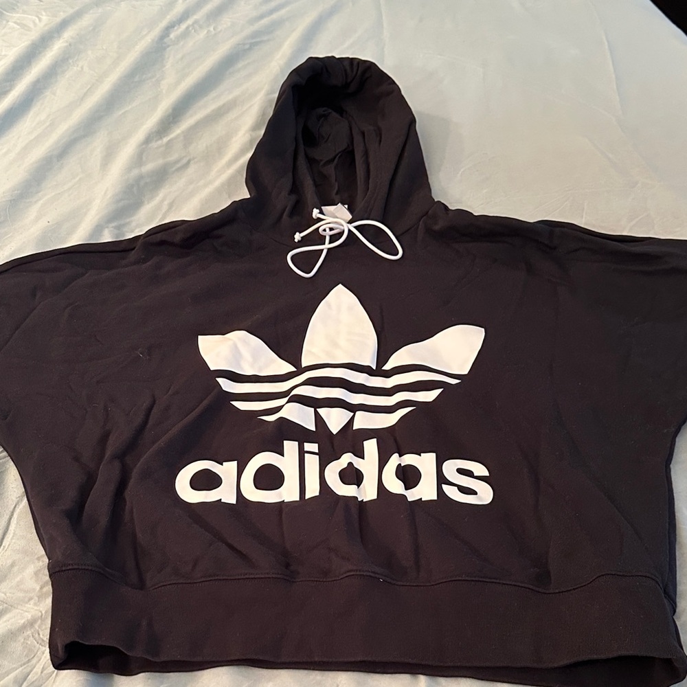 Adidas Black Pullover Hoodie with White Trefoil